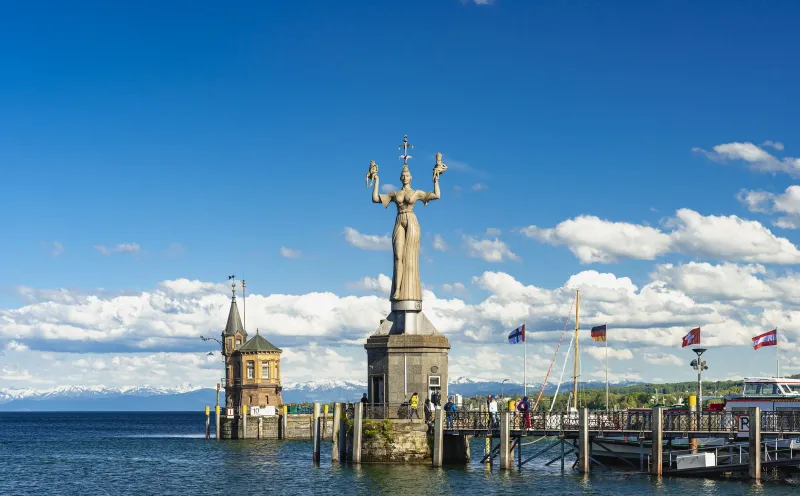 View of the Imperia at the harbour of Constance