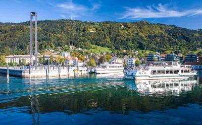 Bregenz harbour and the local Pfänder Mountain