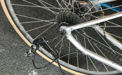 Arrival in Constance with broken derailleur.