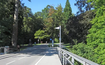 Bridge in Constance over the Rhine river. For bikes only