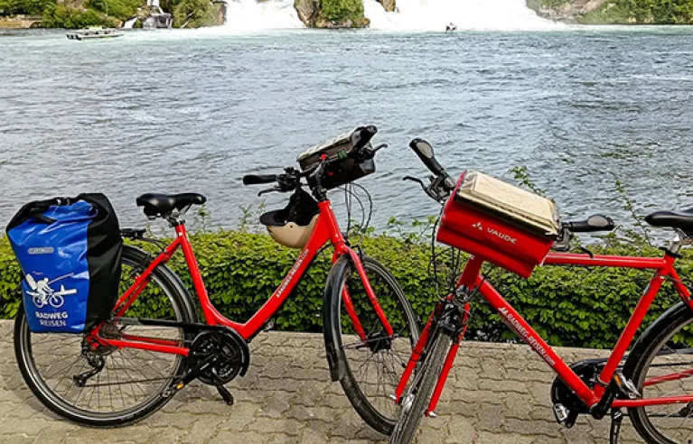 Rhine Falls near Schaffhausen with bicycles