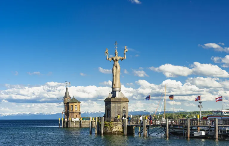 View of the Imperia at the harbour of Constance