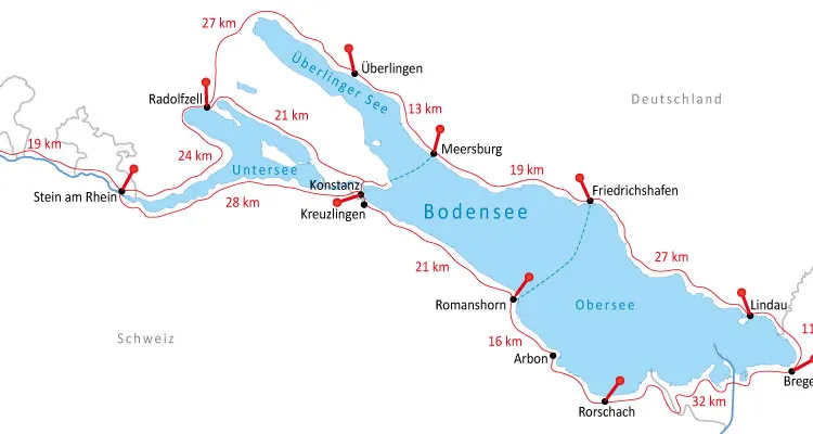 Distances along the Lake Constance Cycle Path